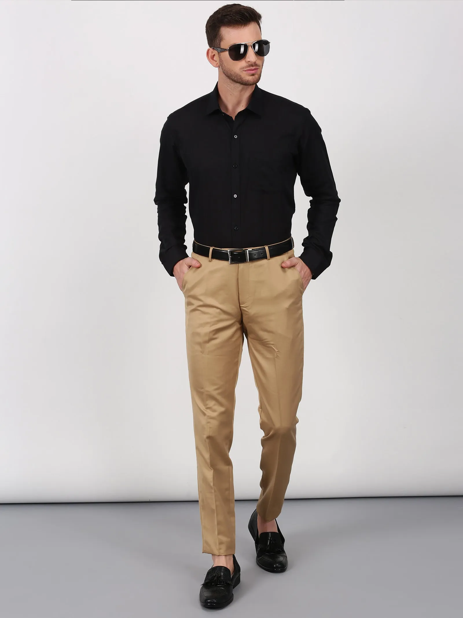 Black Solid Long Sleeve Formal Shirt