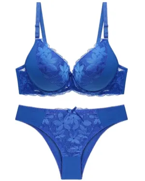 Blue Breathable Push Up - Bra Set