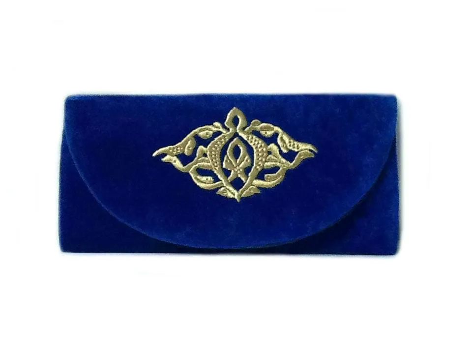 Blue Embroidered Velvet Bag