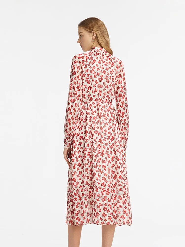 Bowknot Printed Women Midi Dress