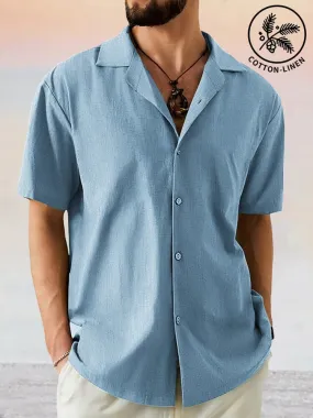 Breathable Cotton Linen Lapel Shirt