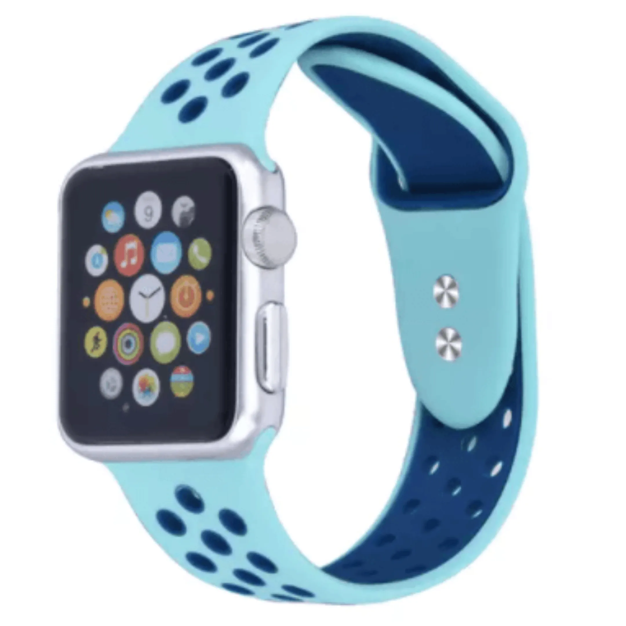 Breathable Silicone Sport Replacement Band for Apple Watch Aqua Navy