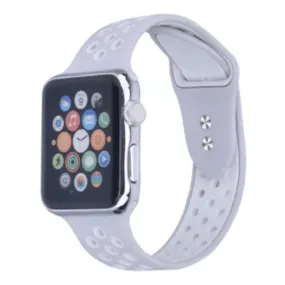 Breathable Silicone Sport Replacement Band for Apple Watch Grey White