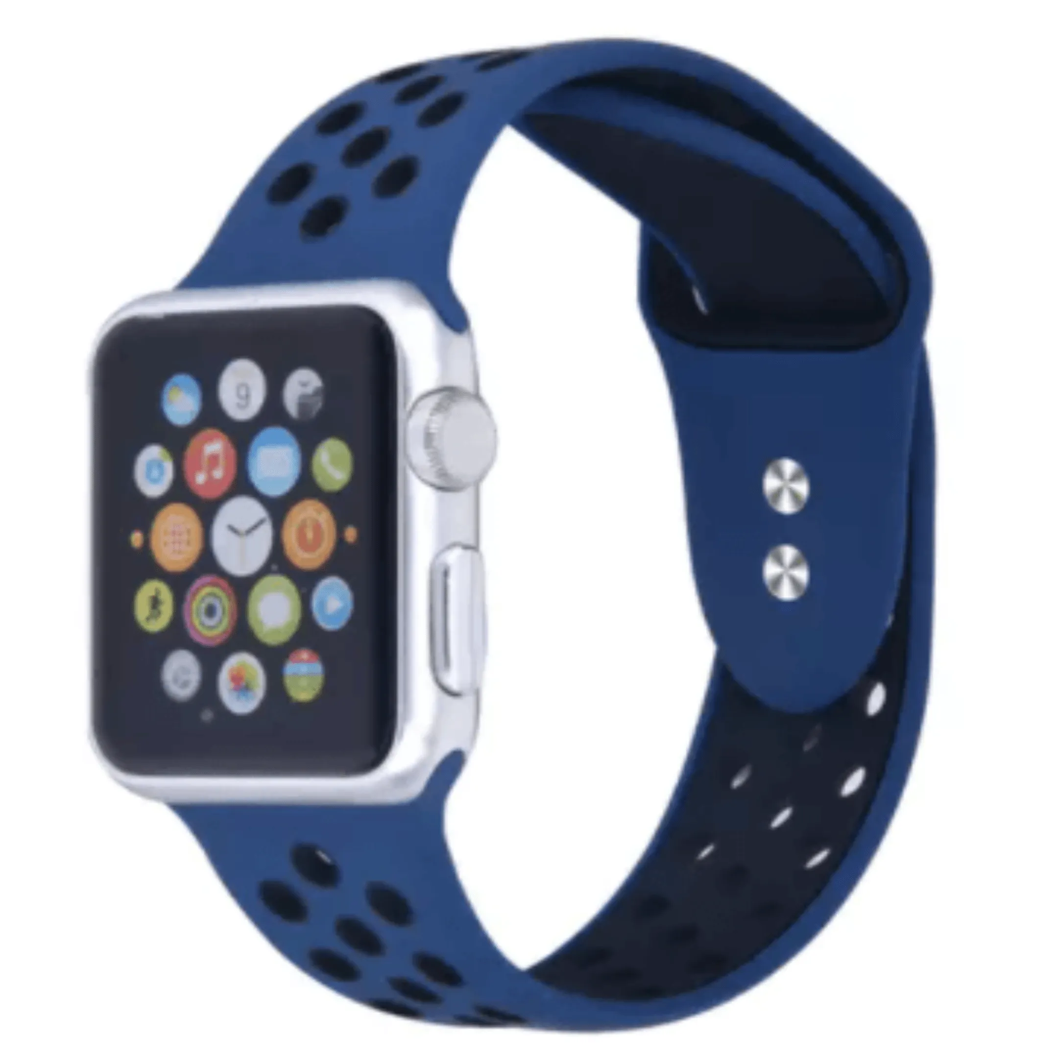 Breathable Silicone Sport Replacement Band for Apple Watch Navy Black