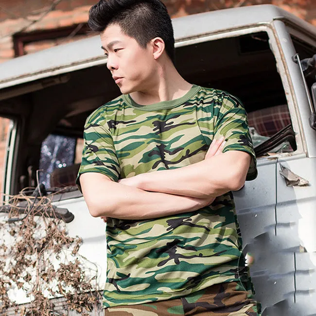 Camouflage Short Sleeve Round Neck Breathable Men's T-shirt