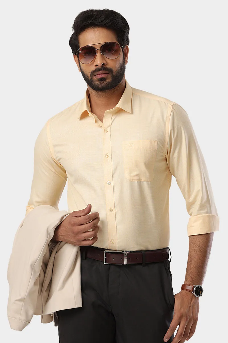 Cardiff - Light Yellow Formal Shirt For Men | Ariser