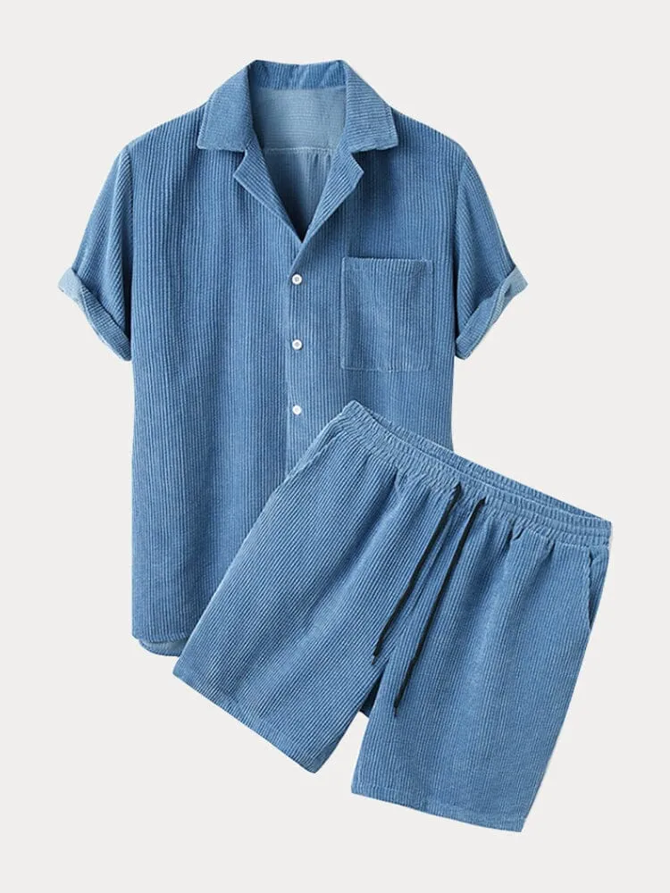 Casual Corduroy Shirt Set