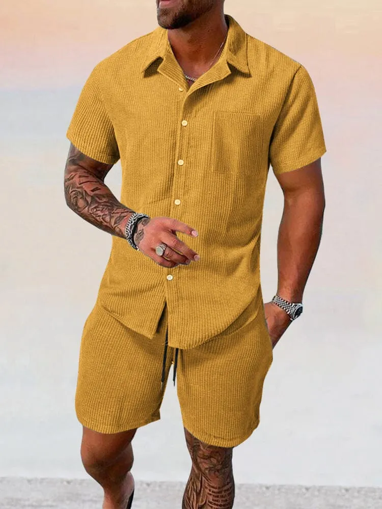 Casual Corduroy Shirt Set