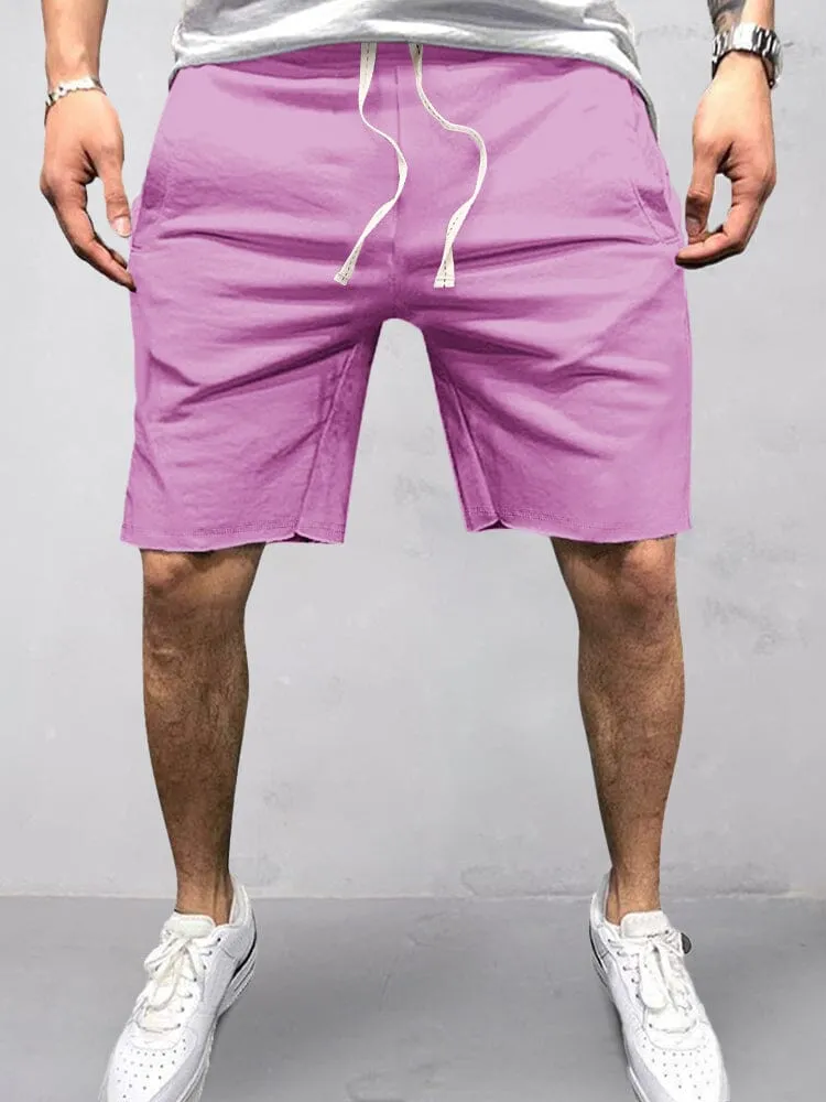 Casual Cotton Elastic Waist Shorts