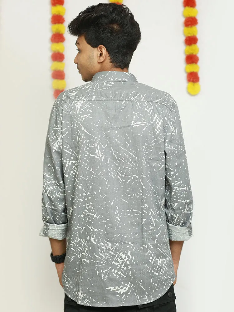 Casual Printed Shirt - Satin Cotton, Full Sleeve 428/-