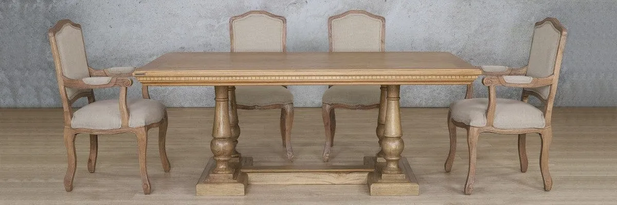 Charlotte Fluted Wood Top & Duke 6 Seater Dining Set