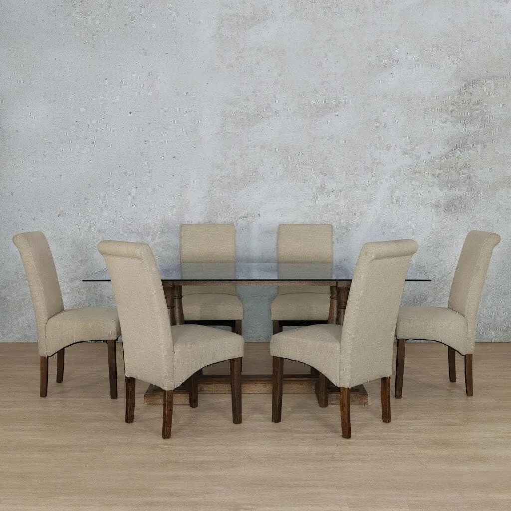 Charlotte Glass Top & Windsor 6 Seater Dining Set