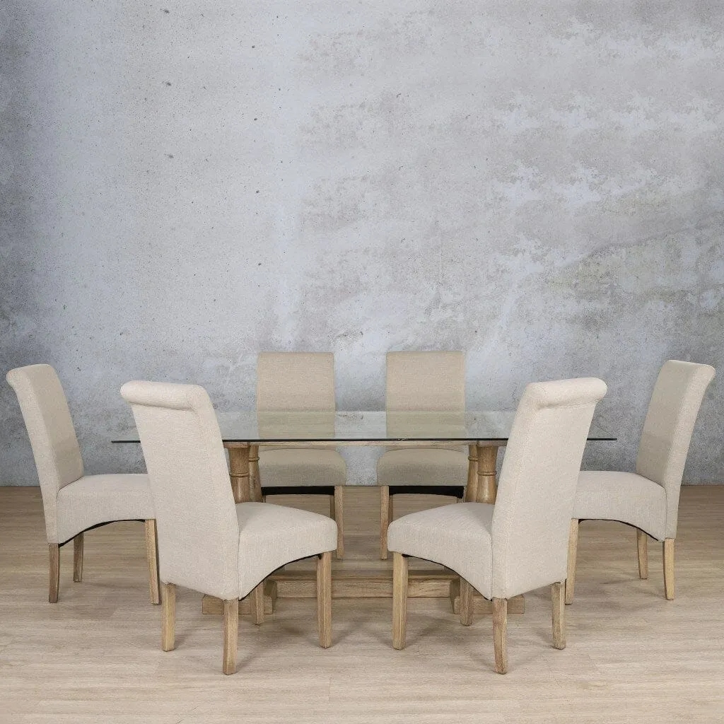 Charlotte Glass Top & Windsor 6 Seater Dining Set