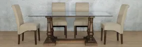 Charlotte Glass Top & Windsor 6 Seater Dining Set