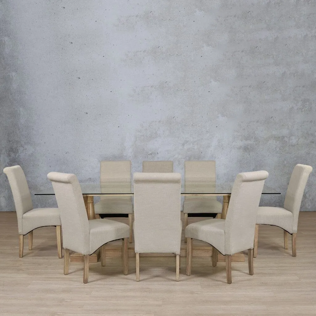 Charlotte Glass Top & Windsor 8 Seater Dining Set