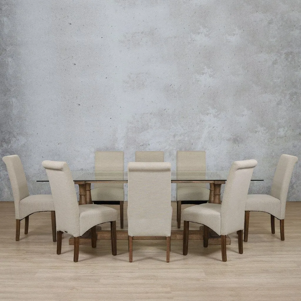 Charlotte Glass Top & Windsor 8 Seater Dining Set