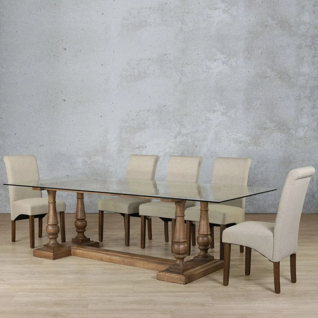 Charlotte Glass Top & Windsor 8 Seater Dining Set