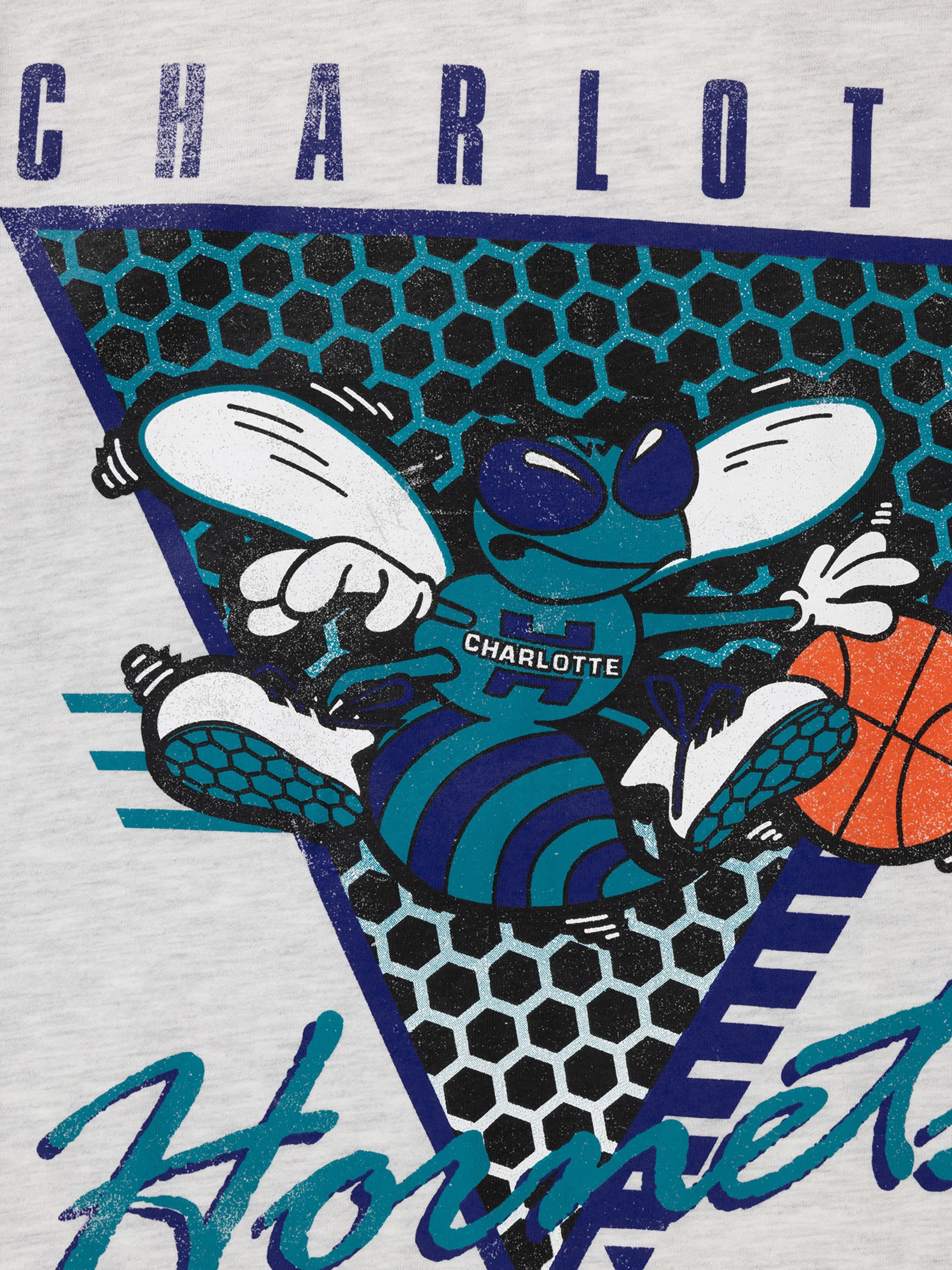 Charlotte Hornets Tri-Logo T-Shirt in Silver Marle