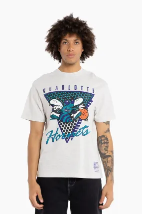 Charlotte Hornets Tri-Logo T-Shirt in Silver Marle