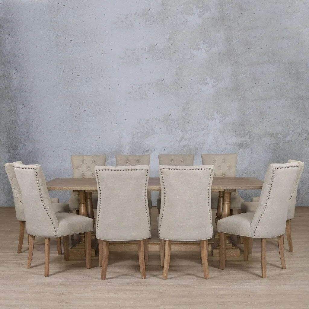 Charlotte Wood Top & Duchess 10 Seater Dining Set