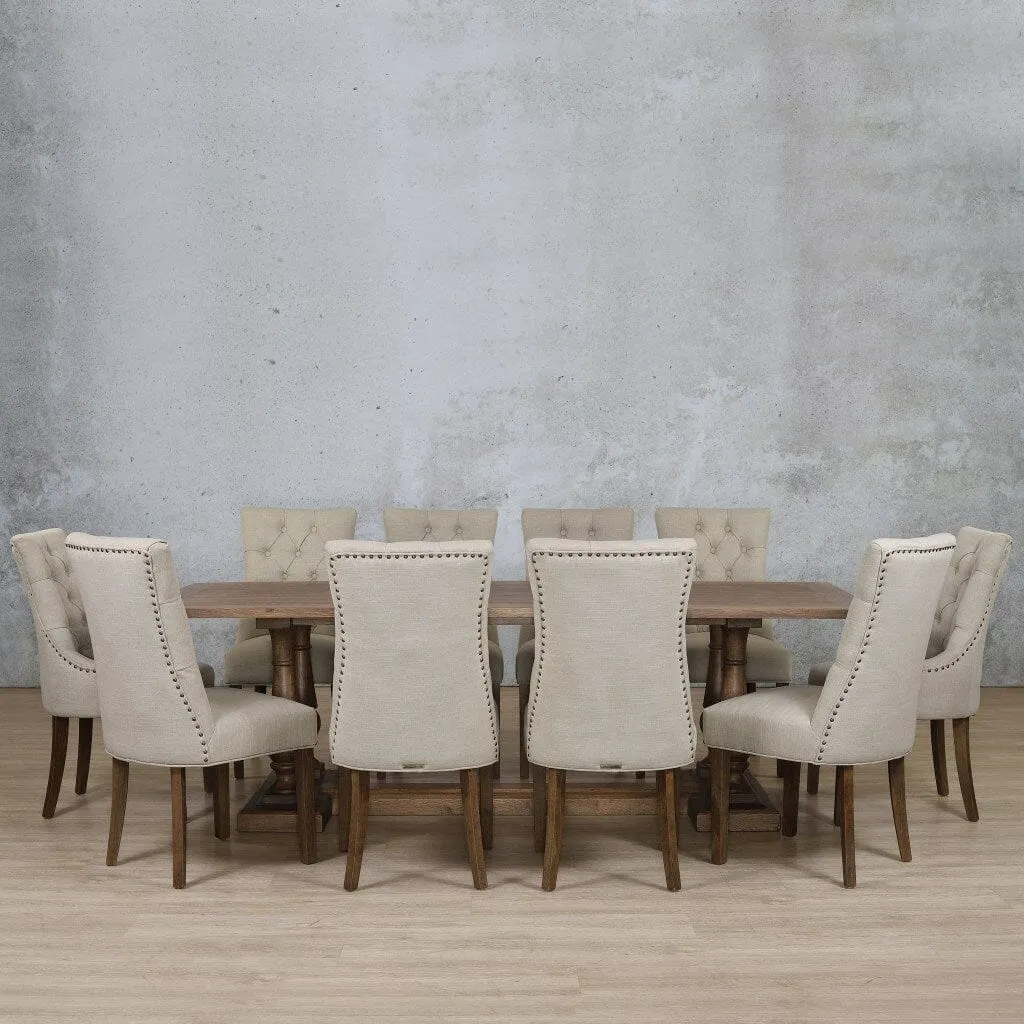 Charlotte Wood Top & Duchess 10 Seater Dining Set