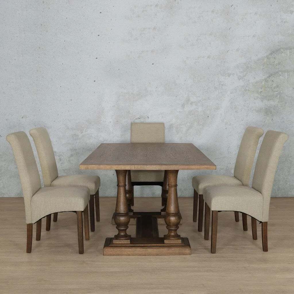 Charlotte Wood Top & Windsor 6 Seater Dining Set