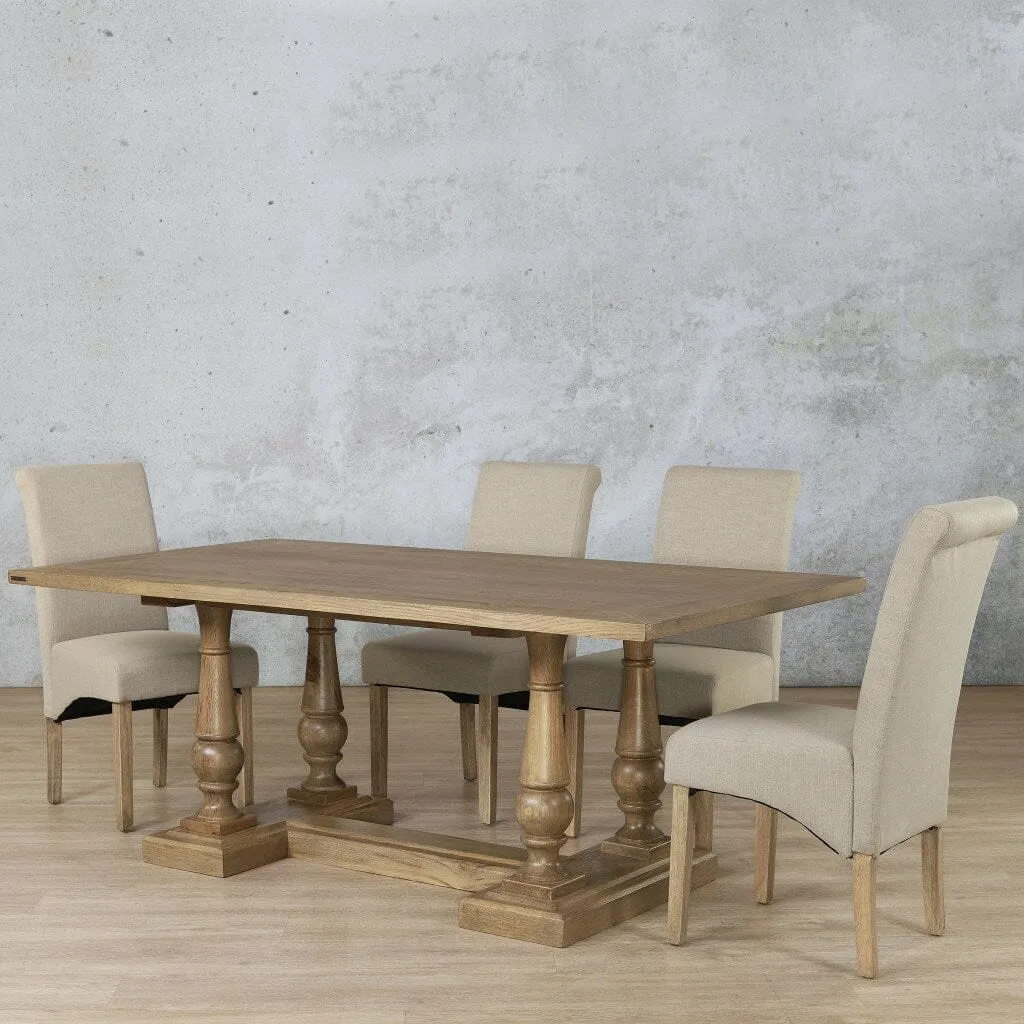 Charlotte Wood Top & Windsor 6 Seater Dining Set