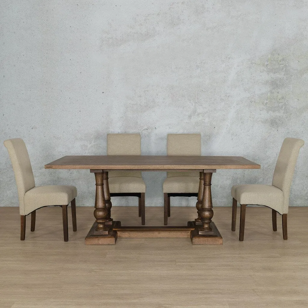 Charlotte Wood Top & Windsor 6 Seater Dining Set