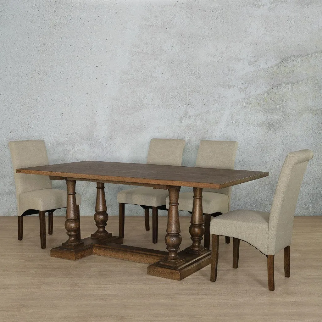 Charlotte Wood Top & Windsor 6 Seater Dining Set