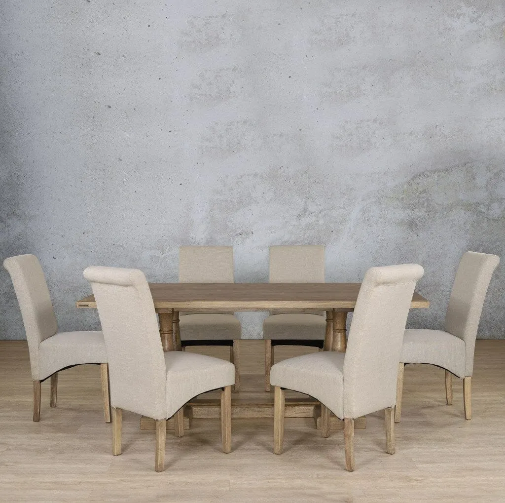 Charlotte Wood Top & Windsor 6 Seater Dining Set