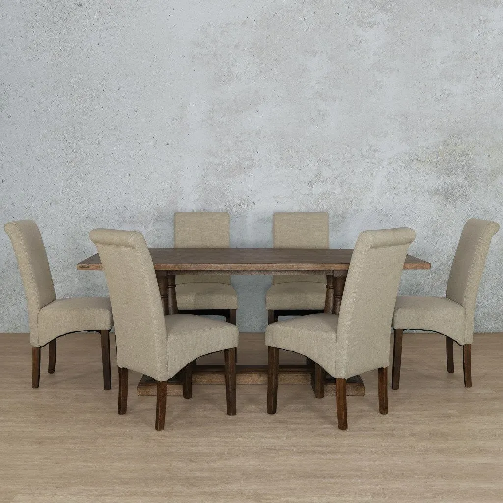 Charlotte Wood Top & Windsor 6 Seater Dining Set