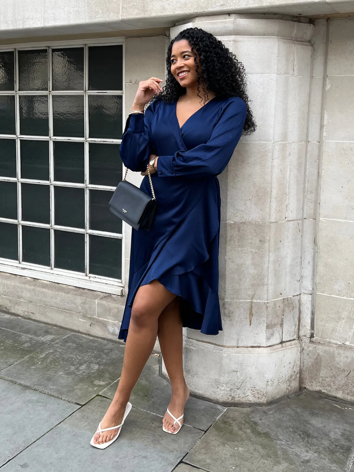 Charlotte Wrap Midi Dress / Navy