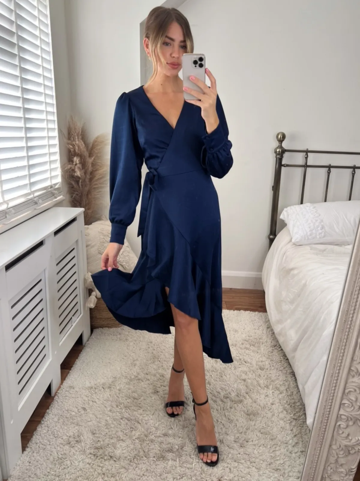 Charlotte Wrap Midi Dress / Navy