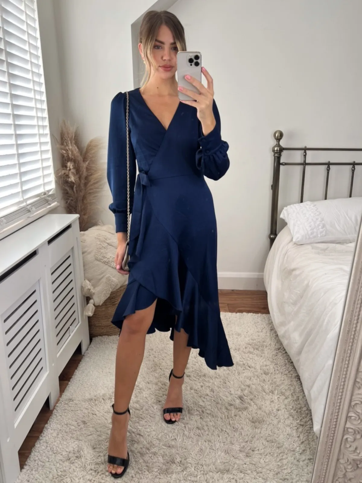 Charlotte Wrap Midi Dress / Navy