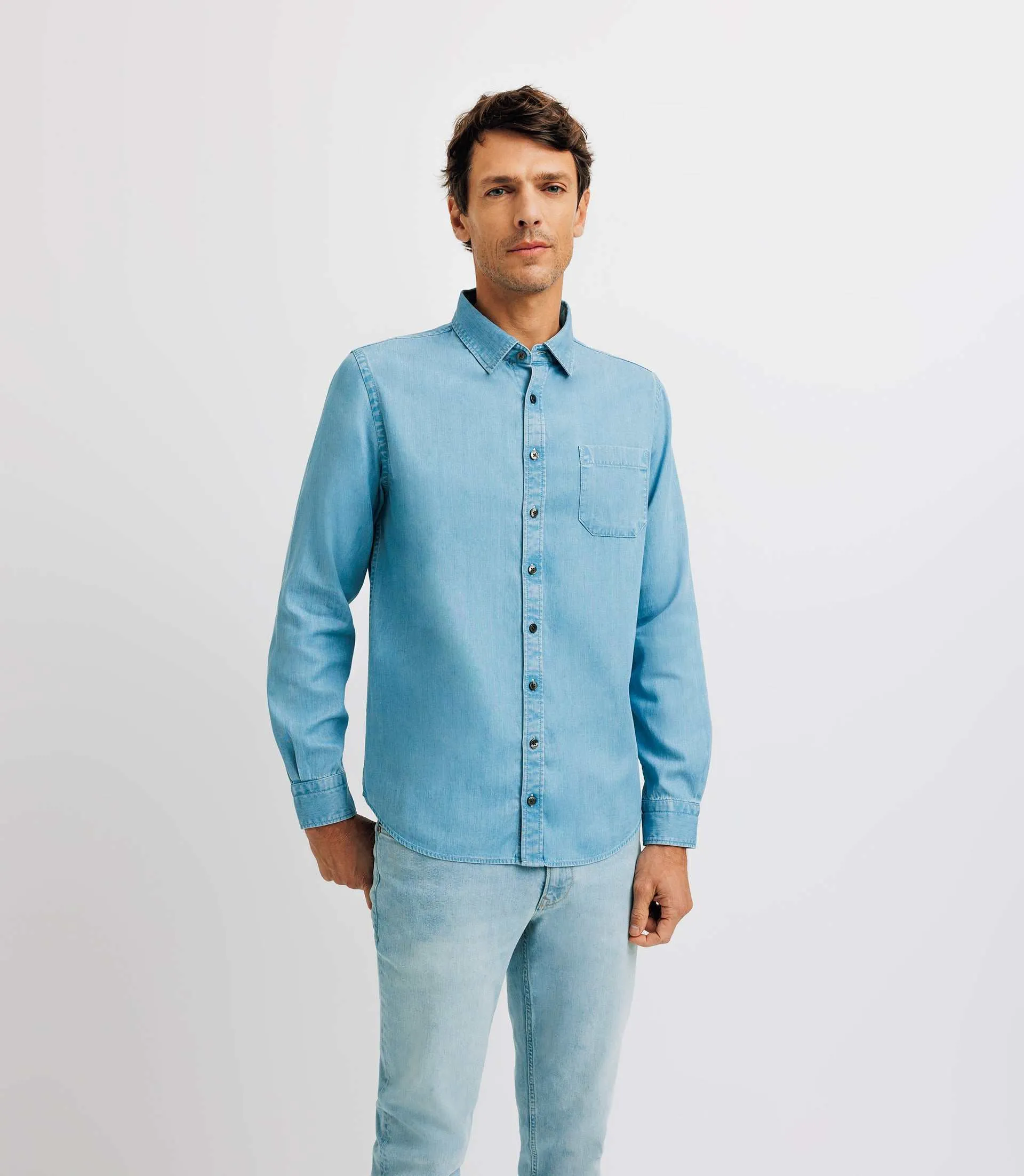 Chemise casual droite bleue