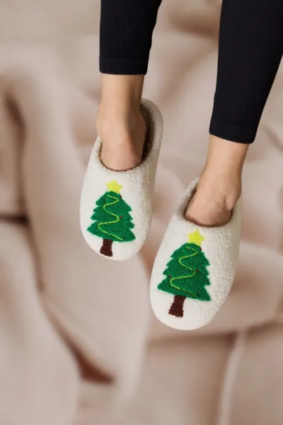 Christmas Tree Cozy Slippers