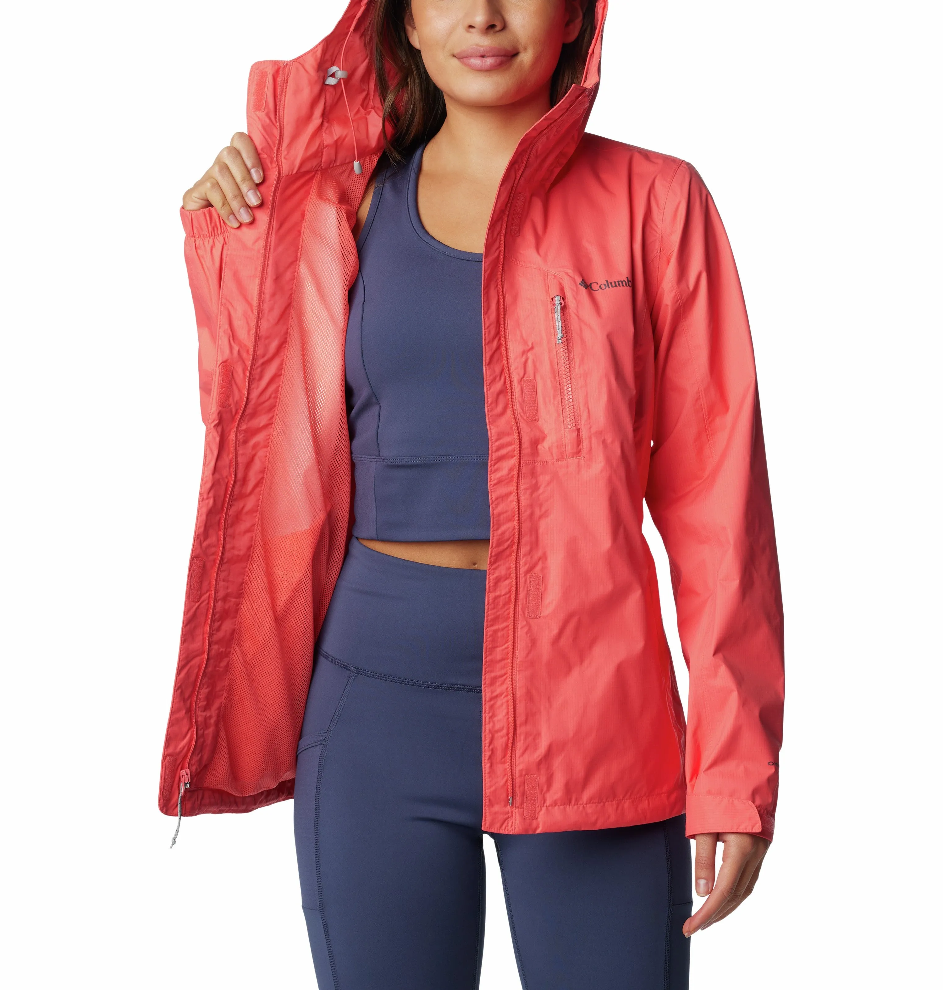 Columbia Pouring Adventure II Ladies Waterproof Breathable Jacket-CORAL