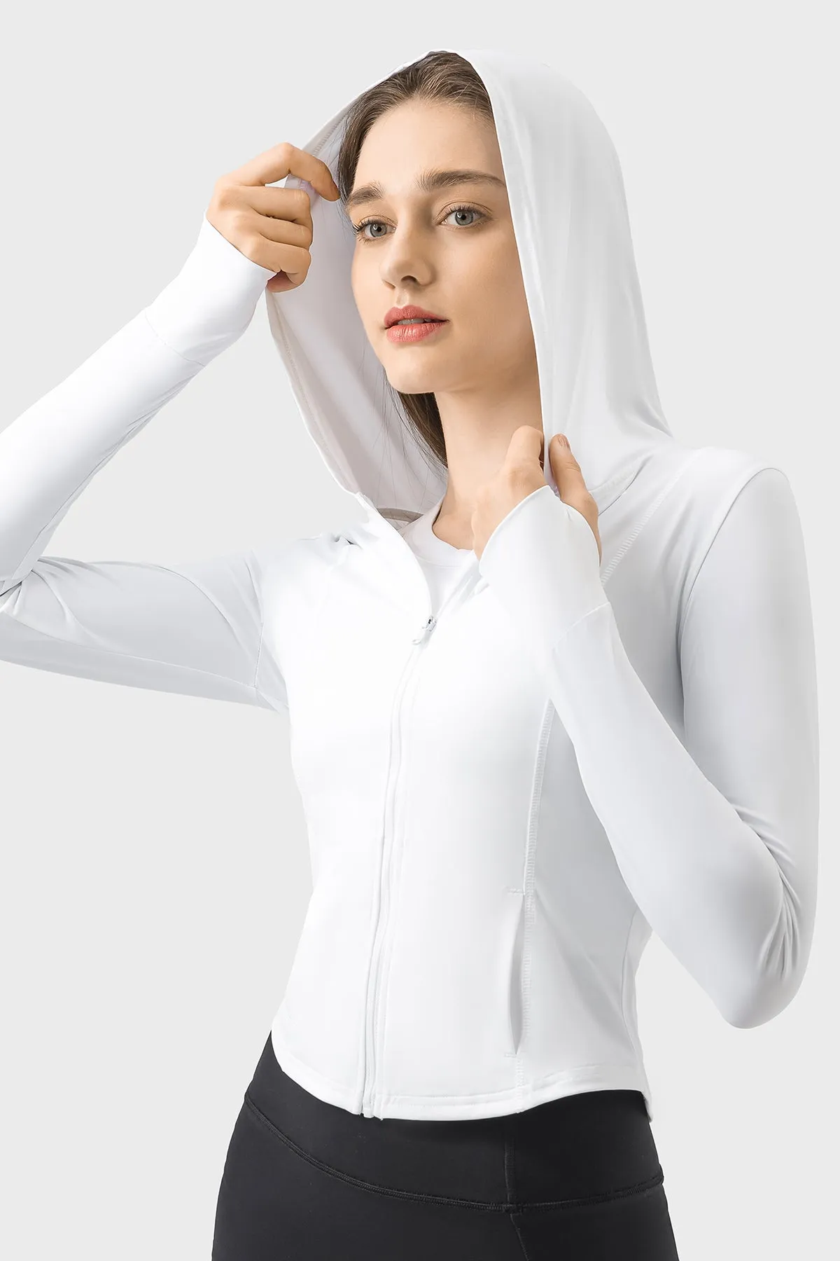 Cooling Breathable High-Stretch Slim-Fit Hooded Jacket UPF50 