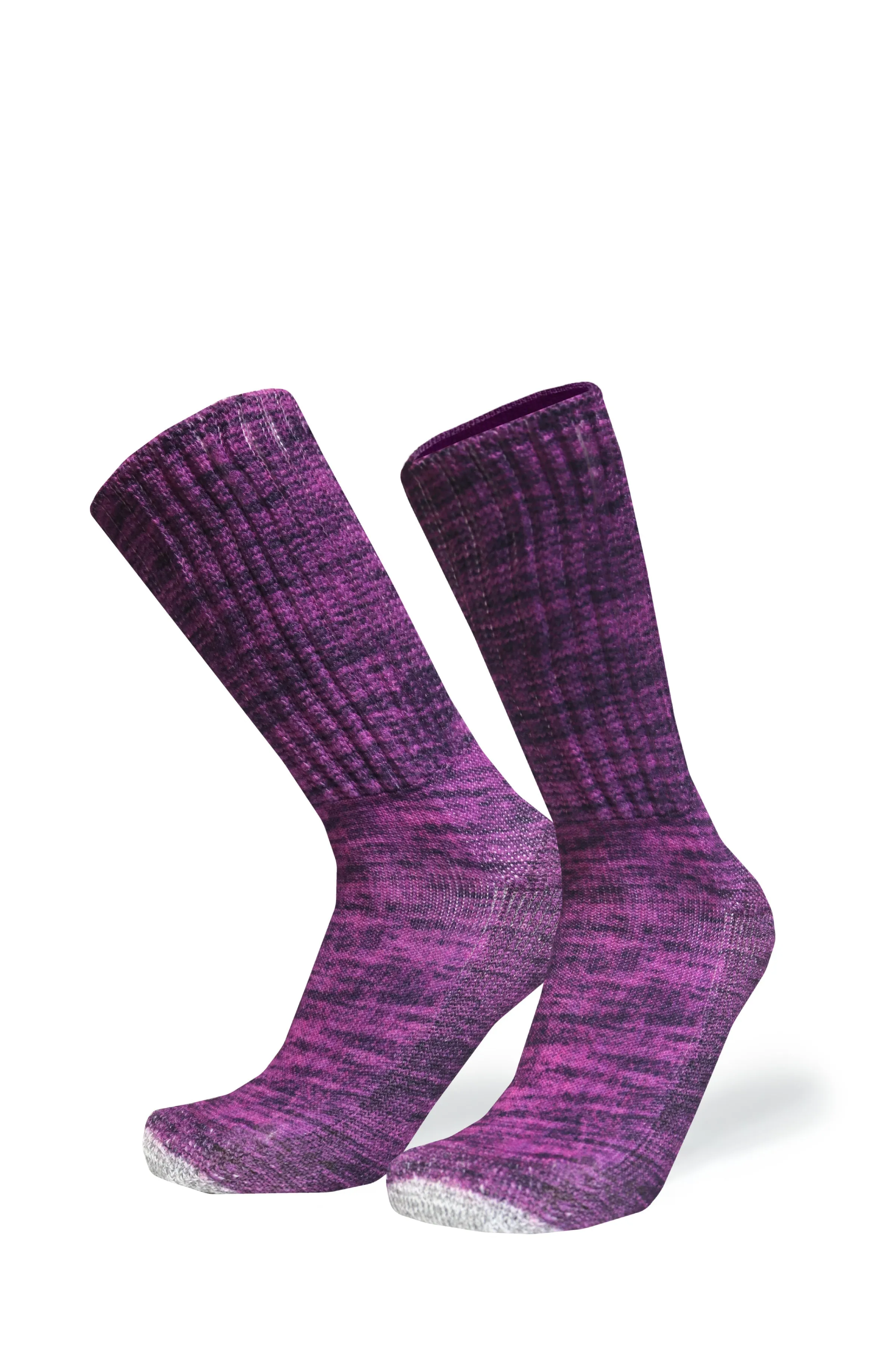 Cozy Diabetic Comfort Relax Fit Heather Purple Crew Socks