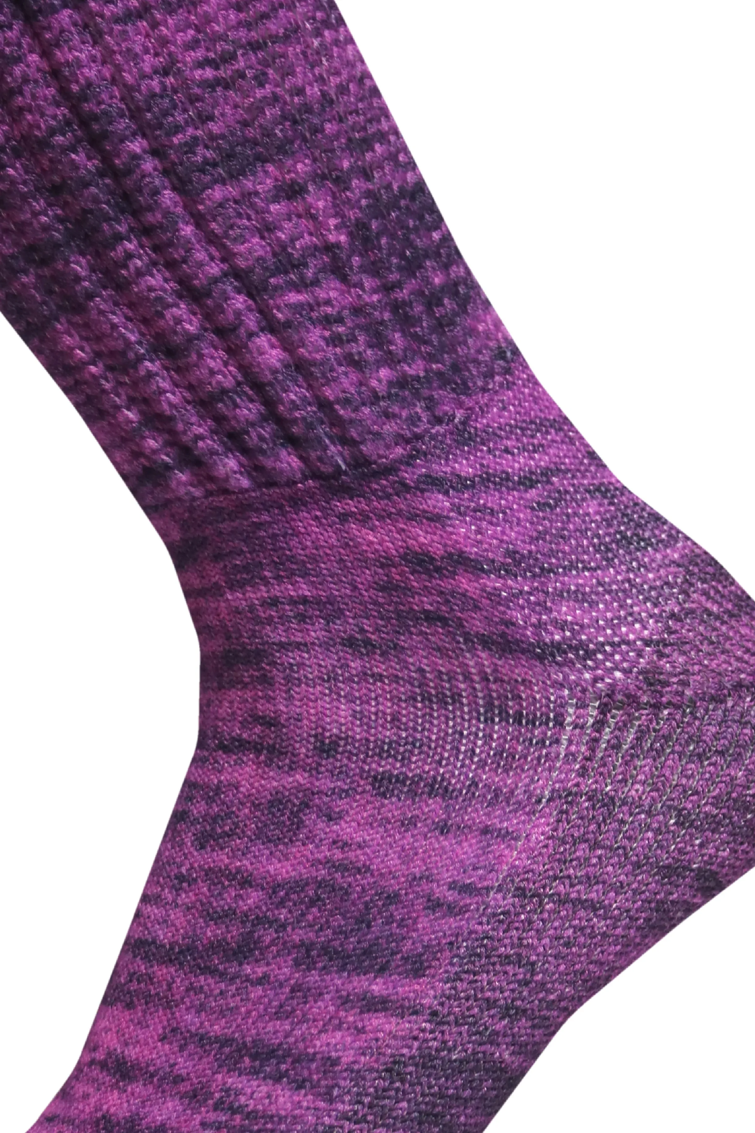 Cozy Diabetic Comfort Relax Fit Heather Purple Crew Socks