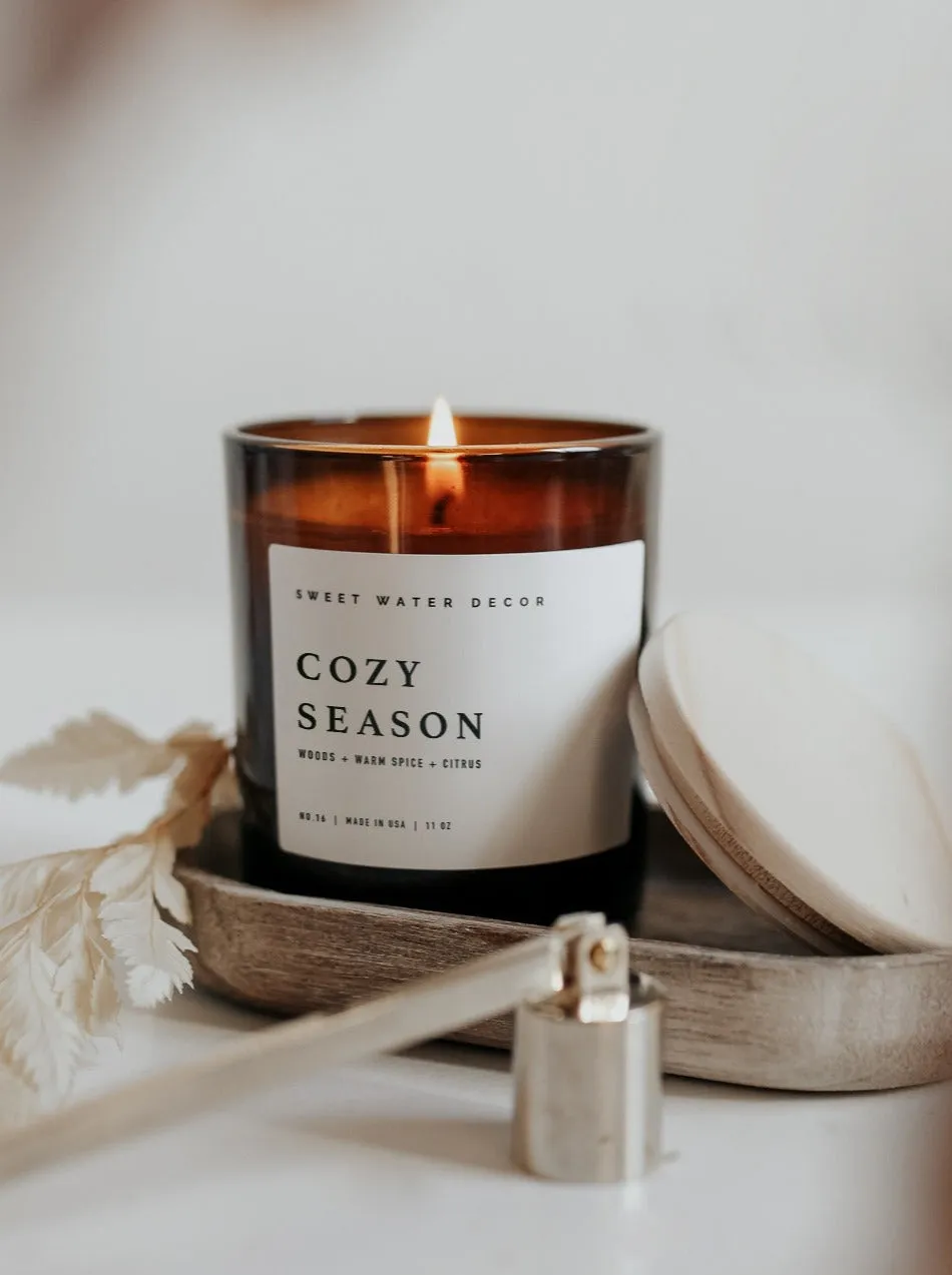 Cozy Season Soy Candle Amber Jar - 11 oz