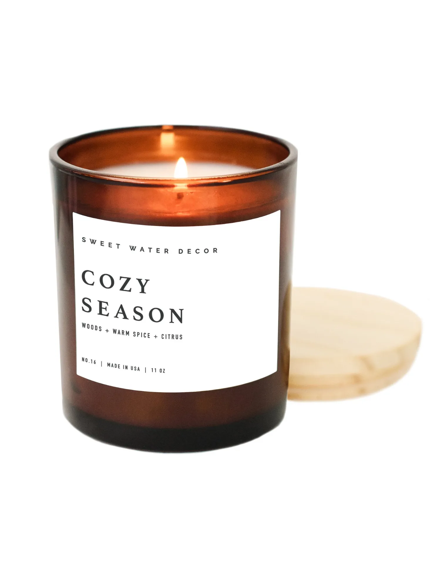 Cozy Season Soy Candle Amber Jar - 11 oz