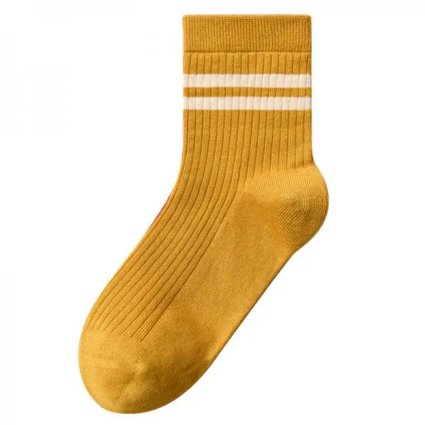 Double Bar Stripe Cotton Breathable Mid-calf Socks 49376445C