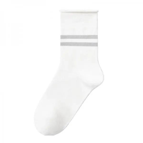 Double Bar Stripe Cotton Breathable Mid-calf Socks 49376445C