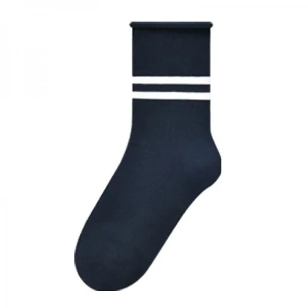 Double Bar Stripe Cotton Breathable Mid-calf Socks 49376445C