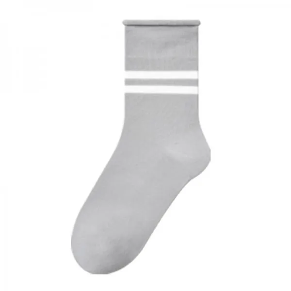 Double Bar Stripe Cotton Breathable Mid-calf Socks 49376445C