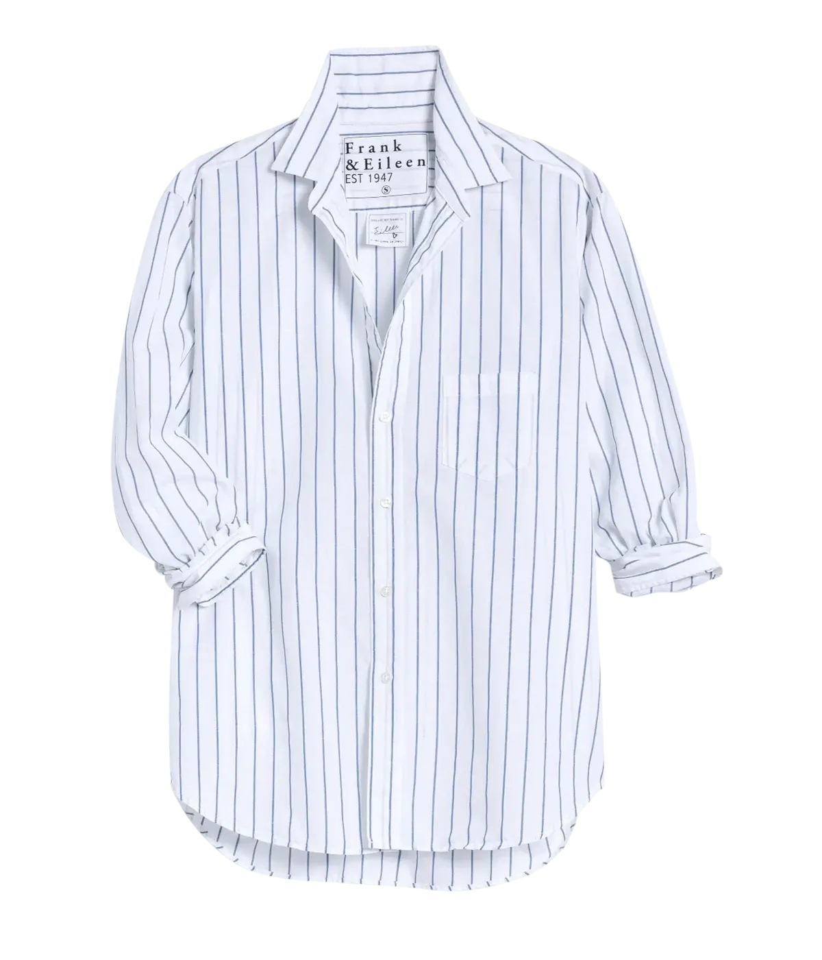 Eileen Woven Button Up in Faded Blue Stripe