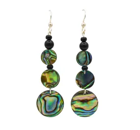 Elegant Abalone & Onyx Dangle Earrings