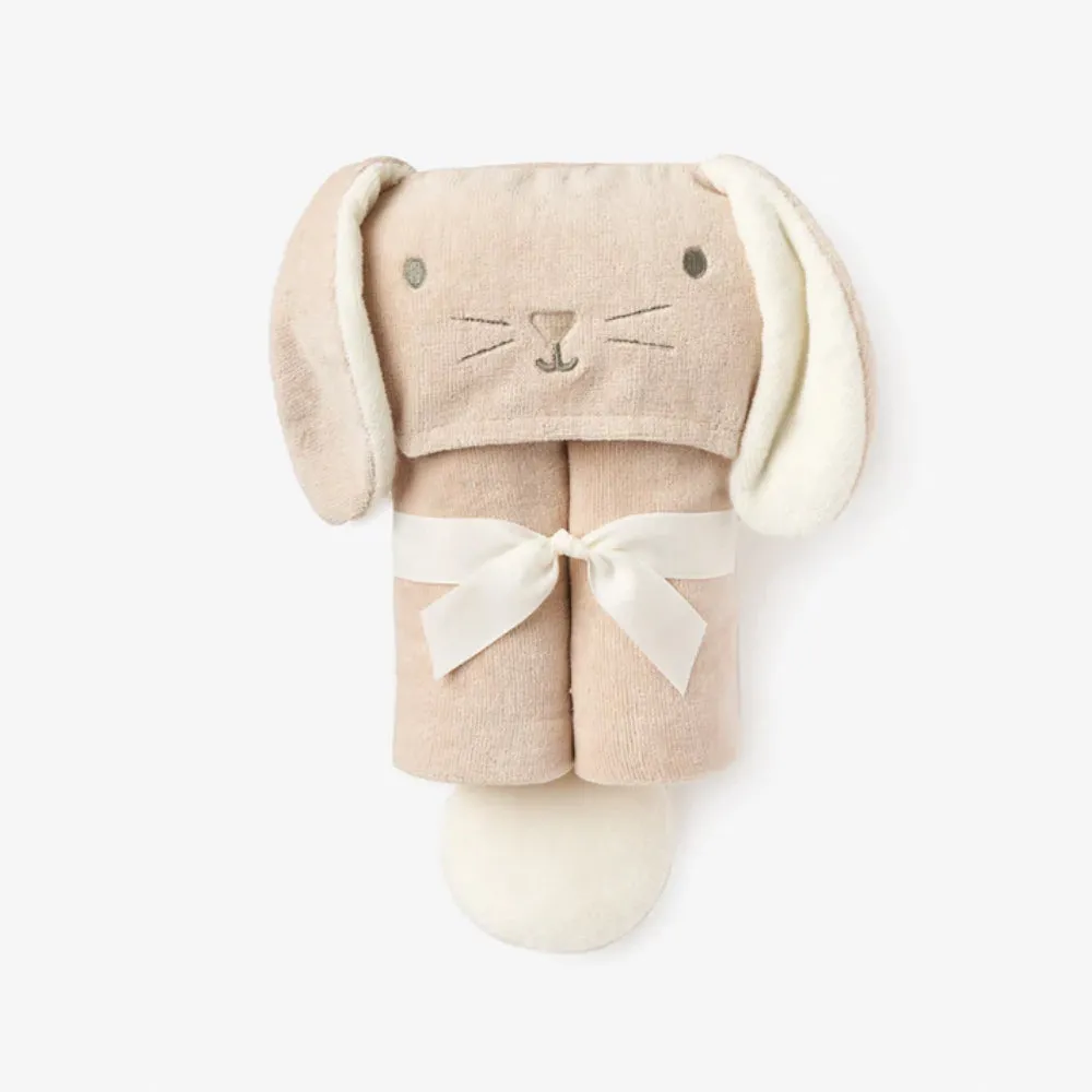 Elegant Baby Bath Wrap - Taupe Bunny