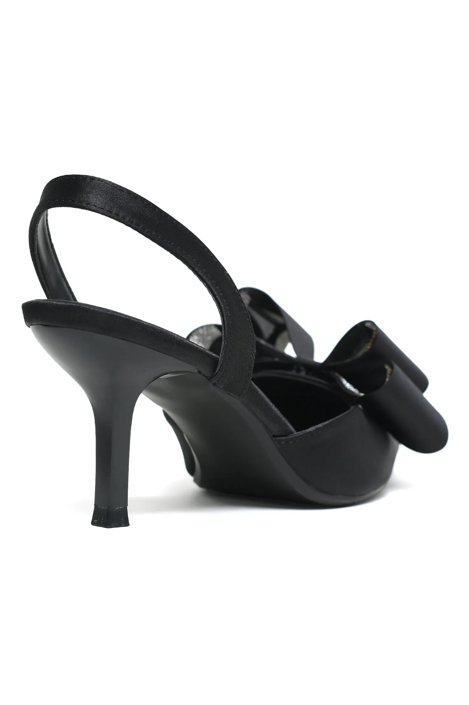 ELEGANT BOW-DETAIL SLINGBACK HEELS-BLACK